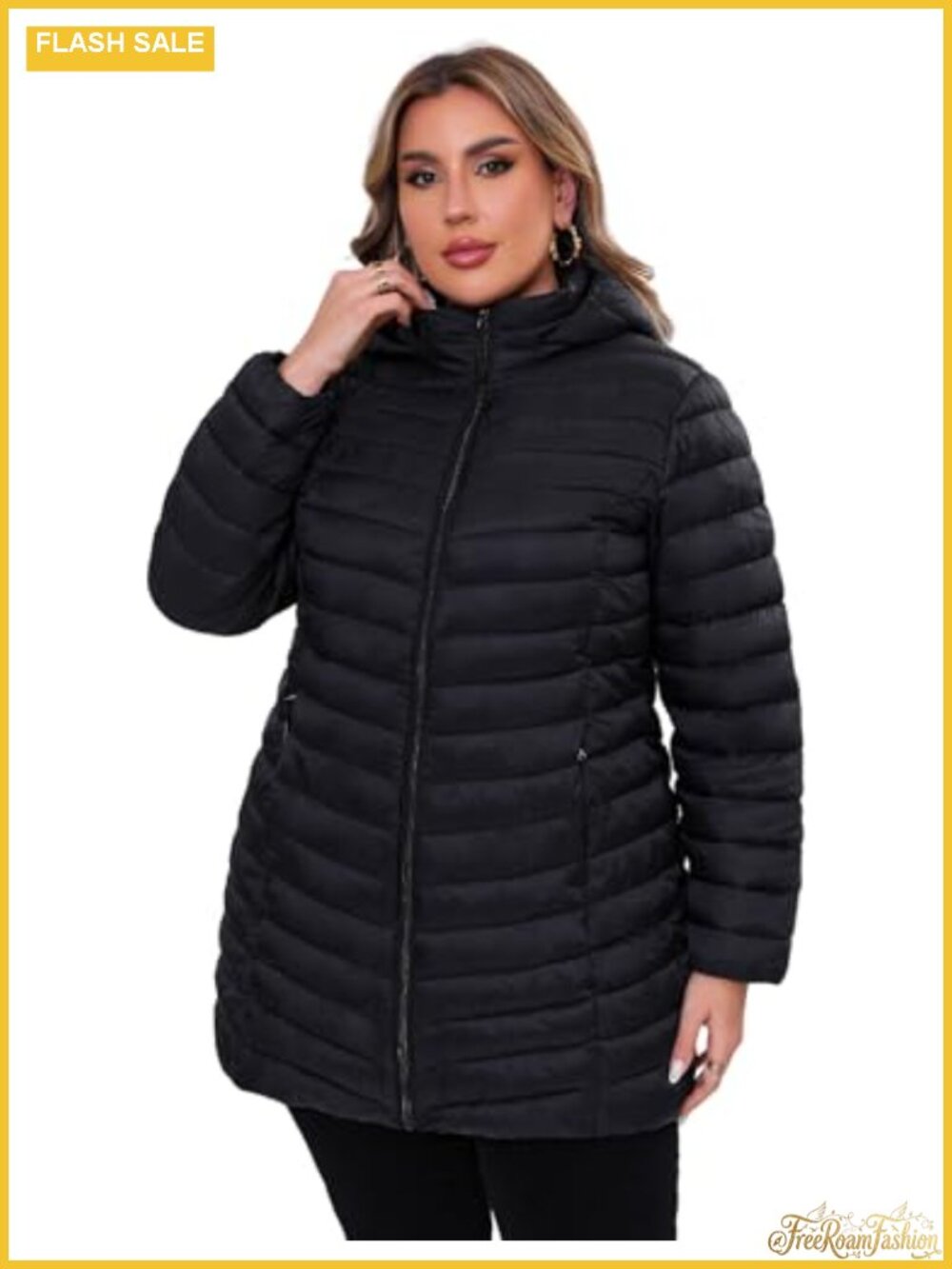 Plus Size Packable Hooded Puffer Jacket 1X-6X